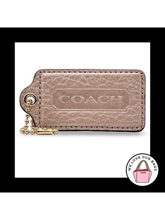 Coach Accessories - RARE Huge 3.5" XL COACH Pink Pearl Leather Brass Fob Bag Charm Keychain Hang Tag